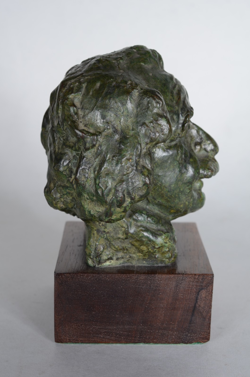 Busto de bronze representando Albert Einstein, base de madeira. - foto 3 de 6