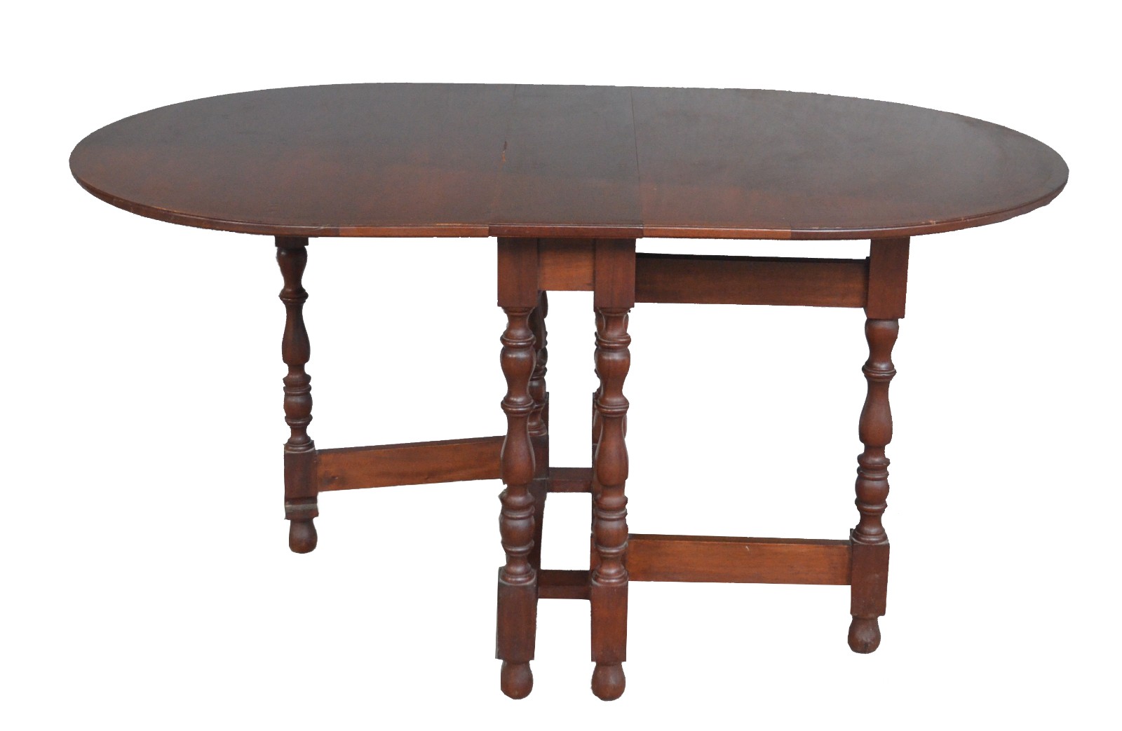 Mesa de “cancela” de madeira nobre, pernas articuladas torneadas... - foto 2 de 7