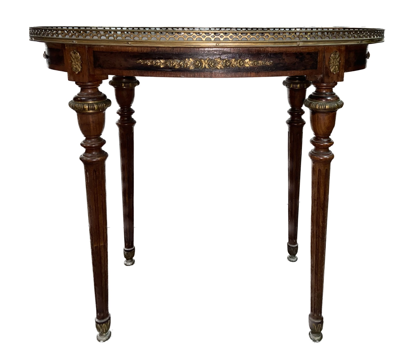 Mesa de madeira nobre, estilo francês, feitio oval com tampo... - foto 2 de 8