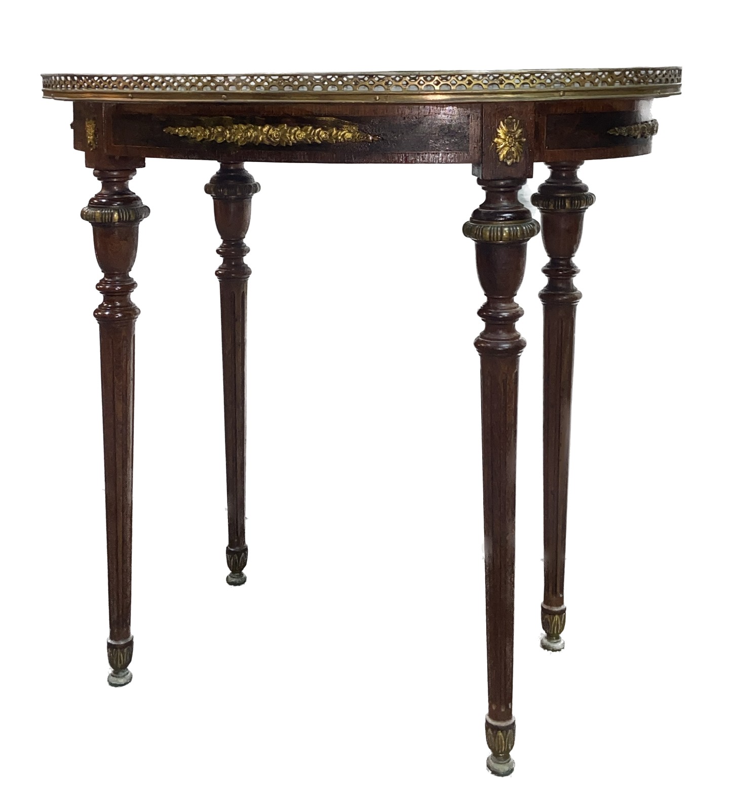 Mesa de madeira nobre, estilo francês, feitio oval com tampo... - foto 1 de 8