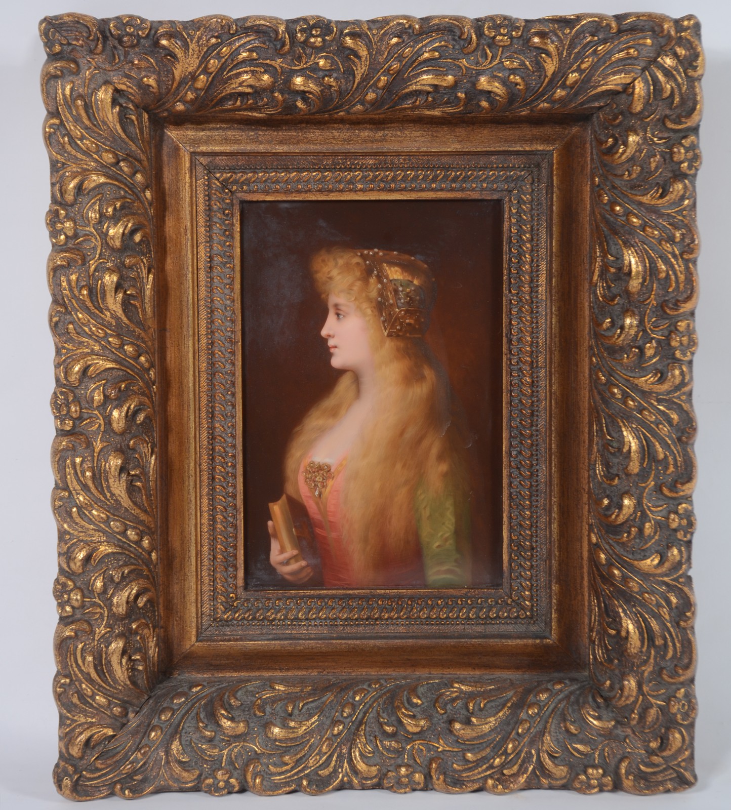 Belíssima pintura feita a mão sobre placa de porcelana alemã KPM, de... - foto 2 de 8