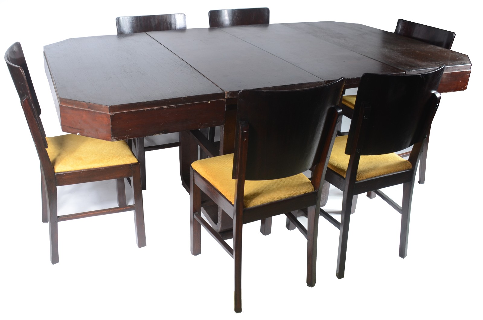 Mesa de jantar de madeira nobre, estilo Art Deco, 2 tábuas extensoras... - foto 1 de 10