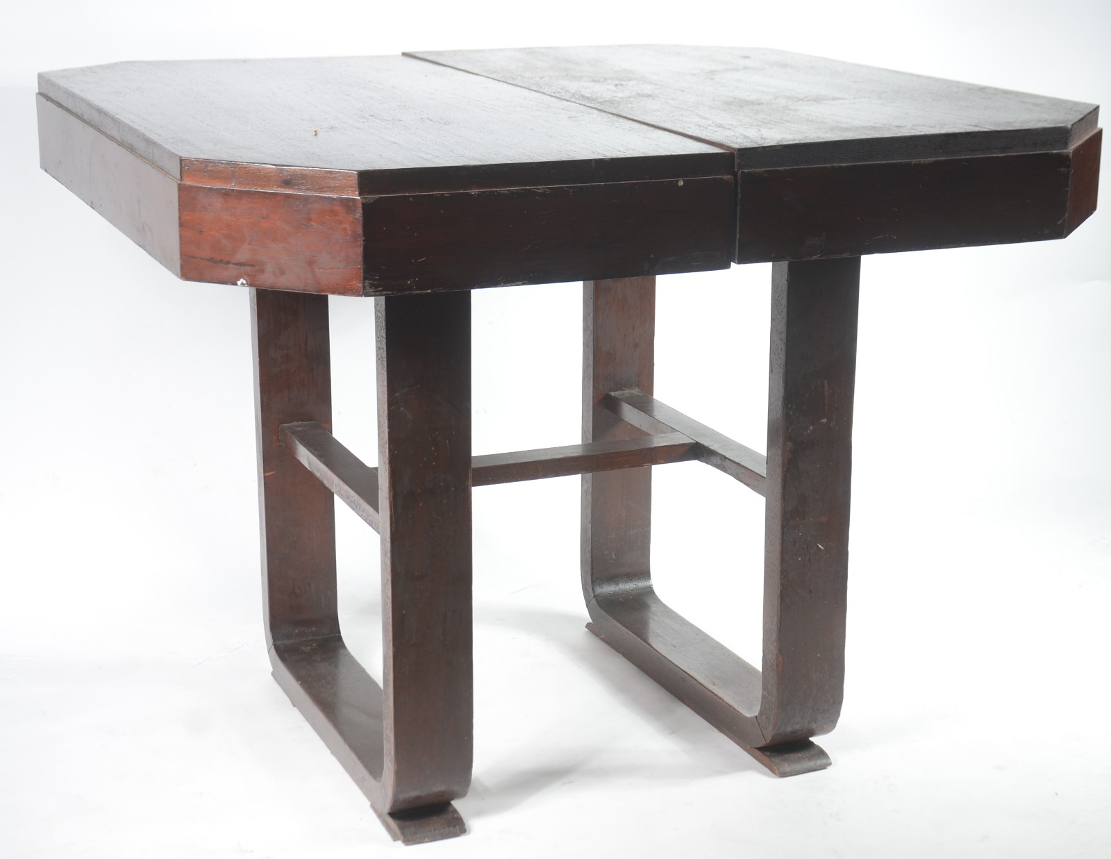 Mesa de jantar de madeira nobre, estilo Art Deco, 2 tábuas extensoras... - foto 2 de 10