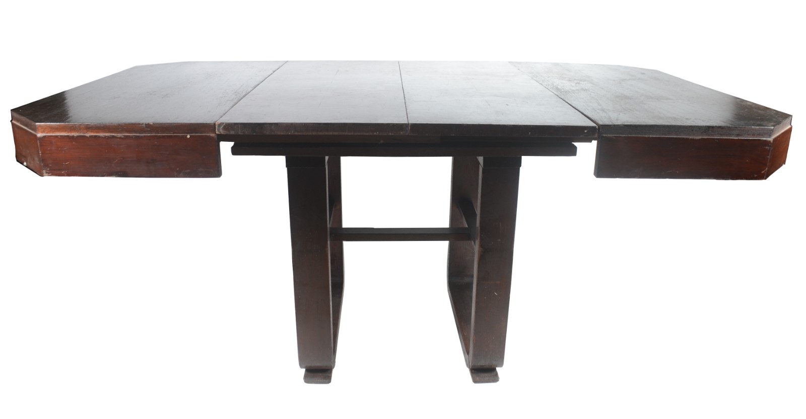 Mesa de jantar de madeira nobre, estilo Art Deco, 2 tábuas extensoras... - foto 4 de 10
