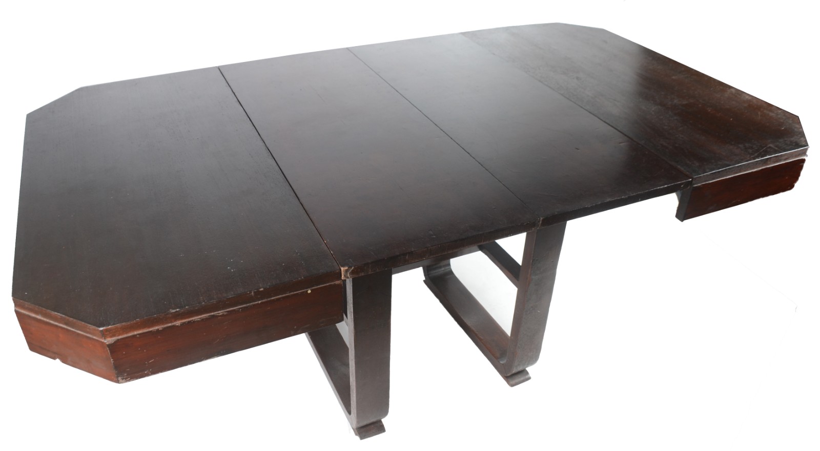 Mesa de jantar de madeira nobre, estilo Art Deco, 2 tábuas extensoras... - foto 5 de 10