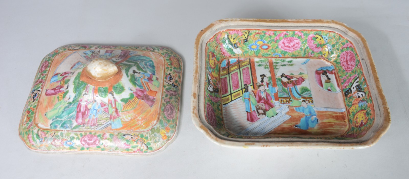 Duas peças de antiga porcelana chinesa, decorados com figuras de... - foto 6 de 10