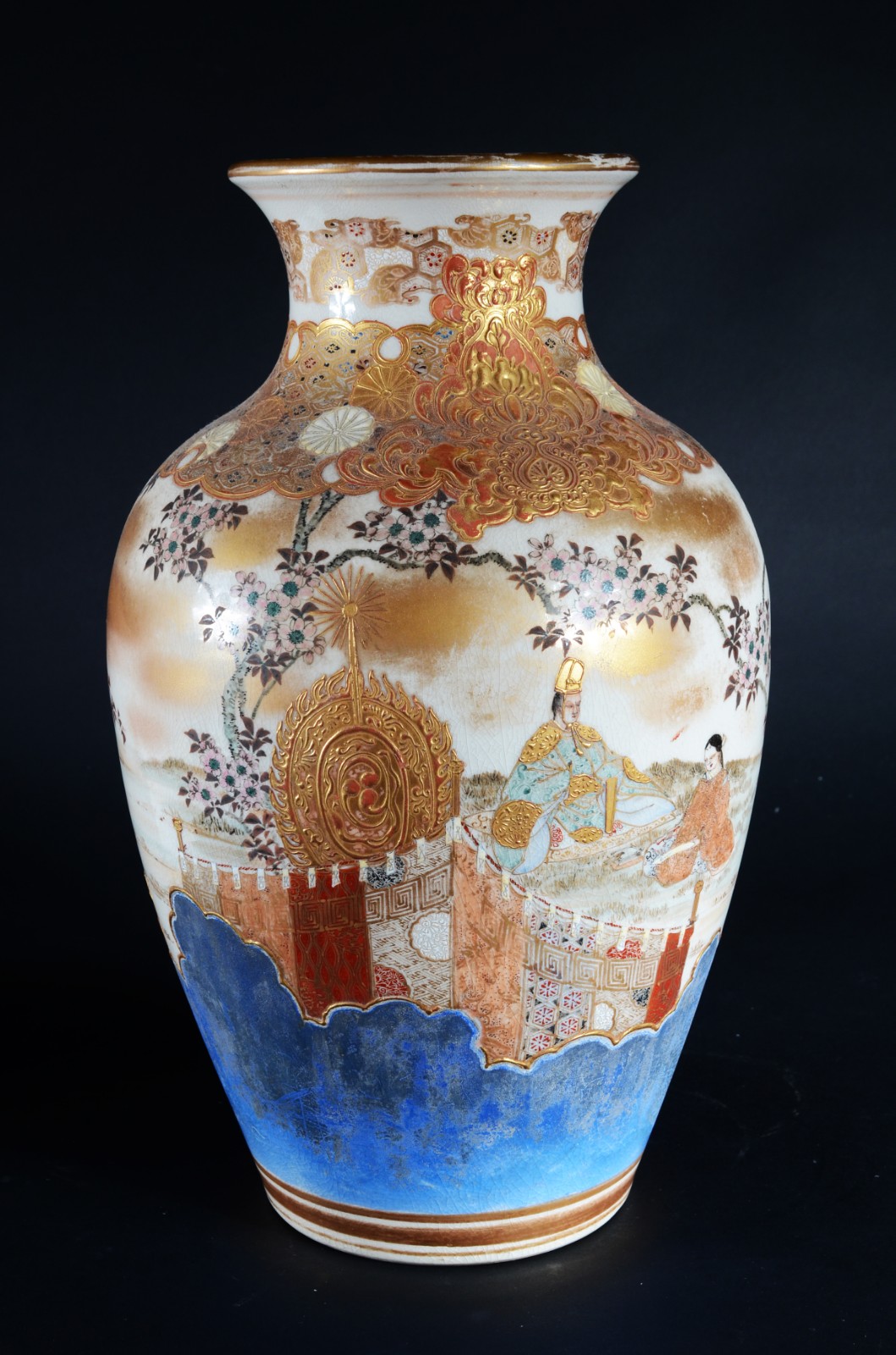 Vaso de faiança japonesa Satzuma Imperial decorado com figuras em... - foto 6 de 10