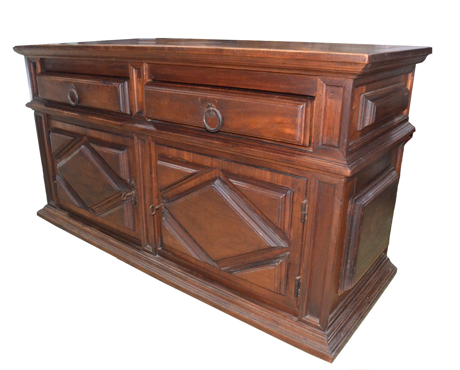 Buffet de madeira nobre, estilo colonial brasileiro, 2 gavetões e 2... - foto 1 de 7