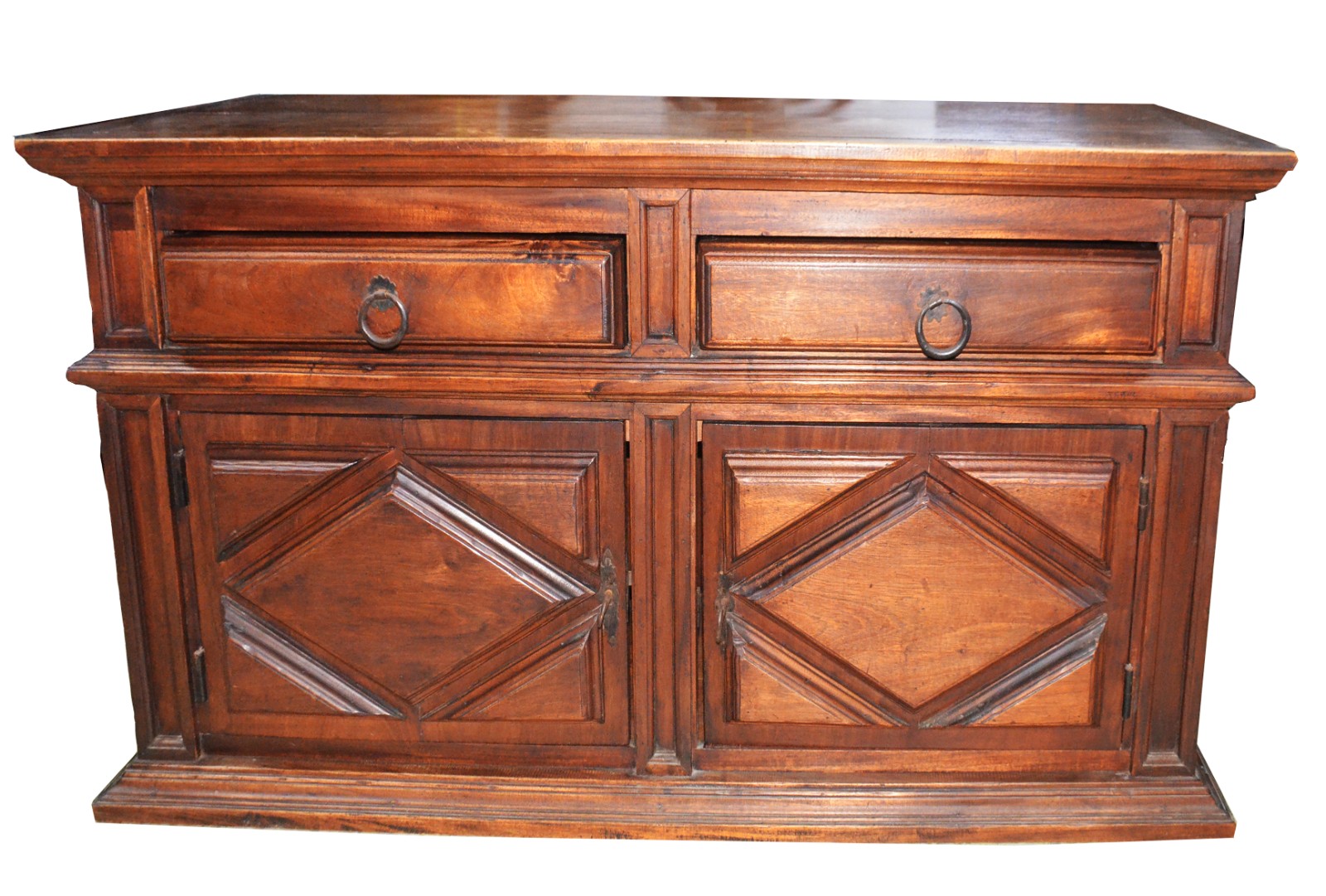 Buffet de madeira nobre, estilo colonial brasileiro, 2 gavetões e 2... - foto 2 de 7
