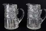 Par de jarras para água de cristal europeu rica... - Par de jarras para água de cristal europeu ricamente lapidadas.