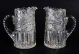 Par de jarras para água de cristal europeu rica... - Par de jarras para água de cristal europeu ricamente lapidadas.