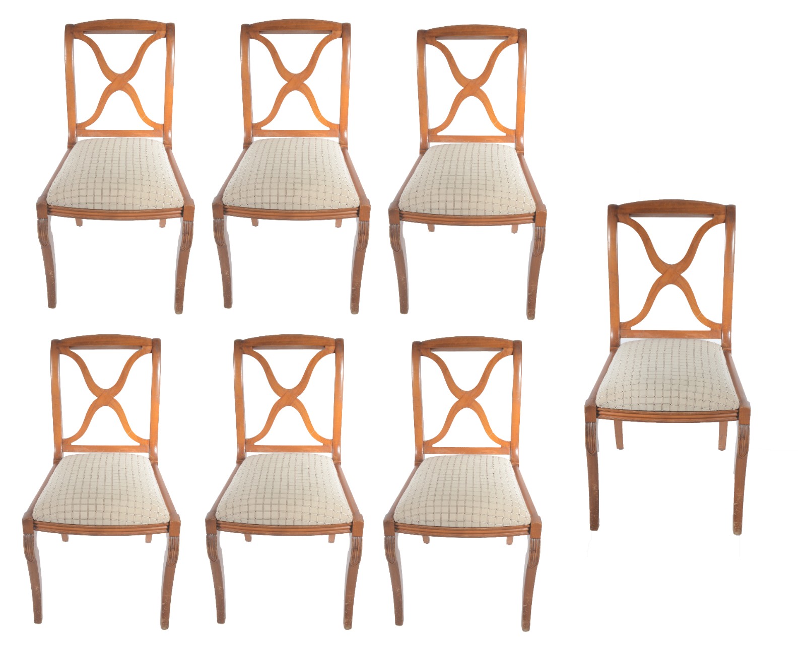 Conjunto com 7 cadeiras de madeira clara para sala de jantar... - foto 1 de 6