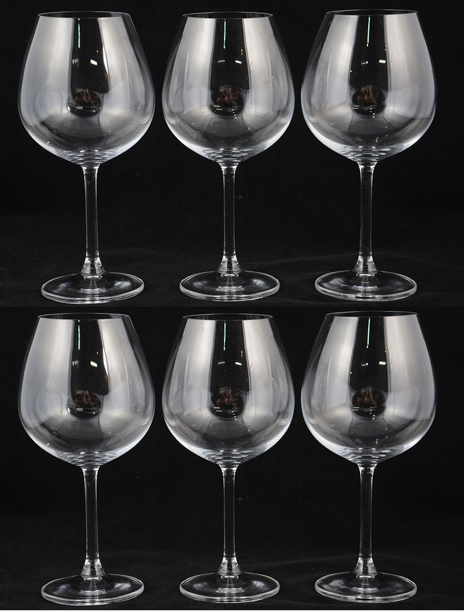 Seis cálices de cristal da Bohemia, 650 ml.