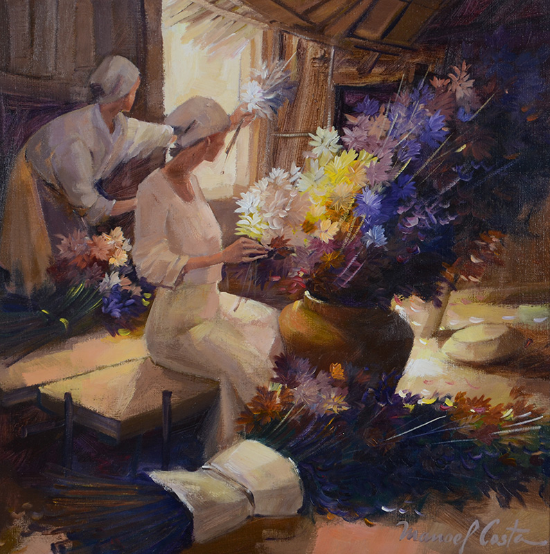 MANOEL COSTA (1943) - "Floristas"- ost - 60 x 60 - datado... - foto 1 de 3