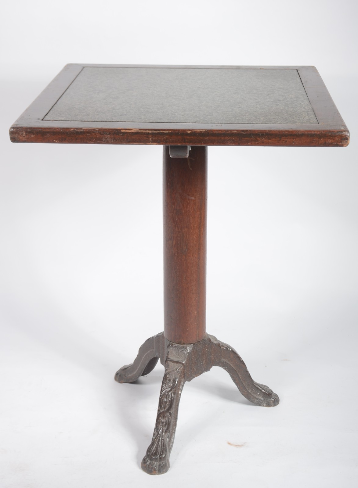 Mesa para bar de madeira, tampo feitio quadrado com mármore, tripé de... - foto 2 de 9