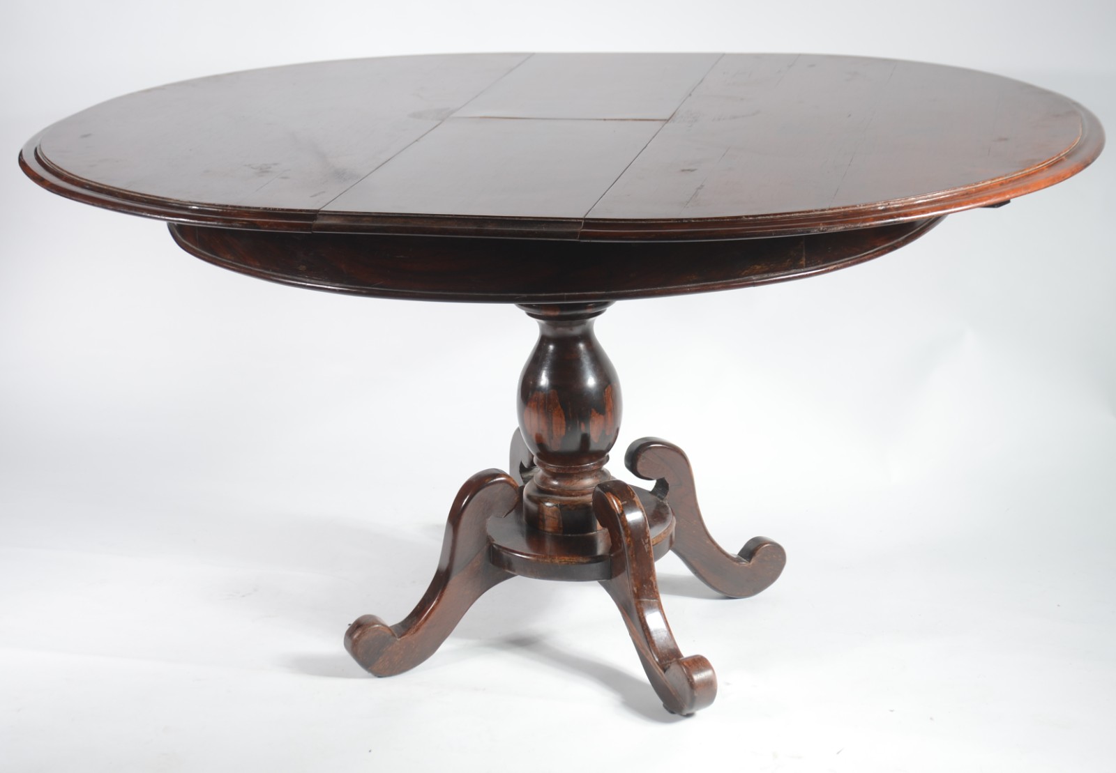 Mesa redonda de madeira nobre, com tabua extensora (med. 108 cm x 30... - foto 3 de 9