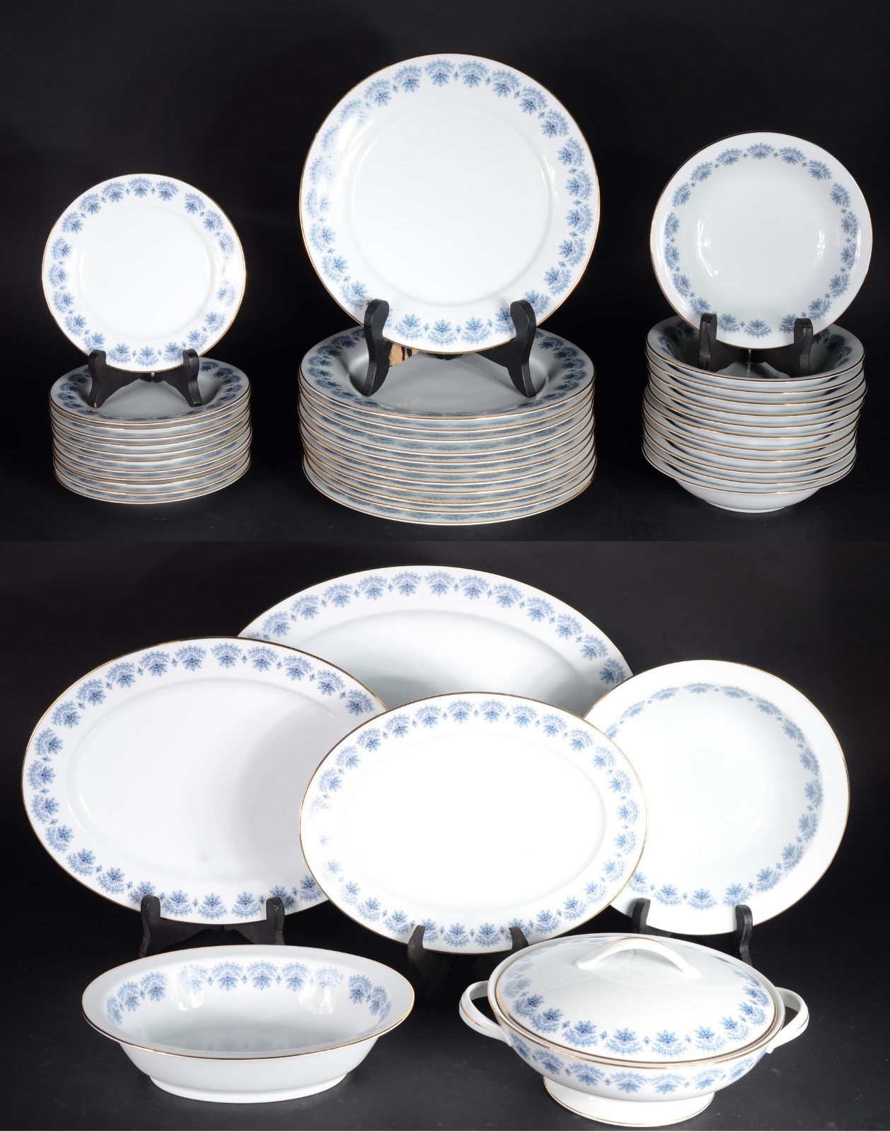 Aparelho de jantar de porcelana japonesa "RC", branca com guirlandas... - foto 1 de 8