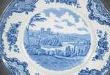 Parte de serviço de jantar de faiança inglesa J... - Parte de serviço de jantar de faiança inglesa Johnson Bros - Old Britain Castle, azul e branco, composto de: 5 pratos de sobremesa (1 lascado), ...