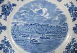 Parte de serviço de jantar de faiança inglesa J... - Parte de serviço de jantar de faiança inglesa Johnson Bros - Old Britain Castle, azul e branco, composto de: 5 pratos de sobremesa (1 lascado), ...