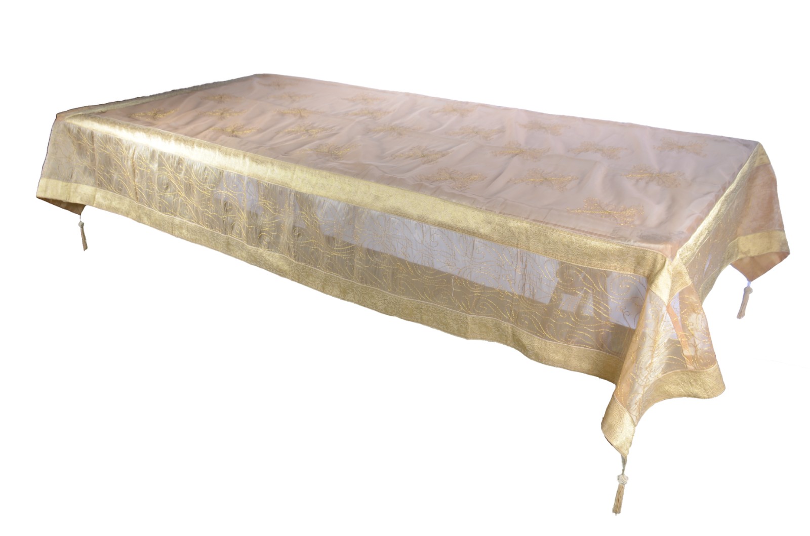 Toalha de mesa com bordados em fios dourados. - foto 1 de 10