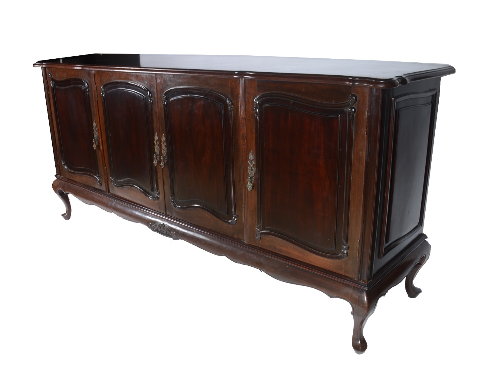 Buffet de madeira nobre, estilo Chipendale com 4 portas, prateleira... - foto 1 de 8