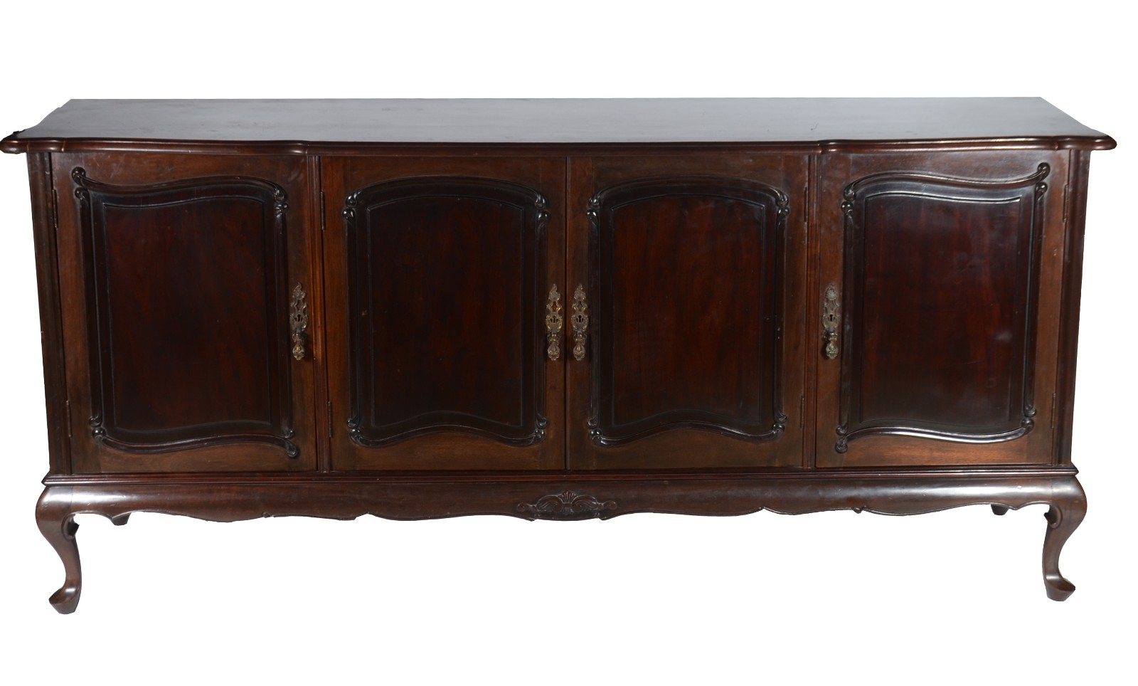 Buffet de madeira nobre, estilo Chipendale com 4 portas, prateleira... - foto 2 de 8