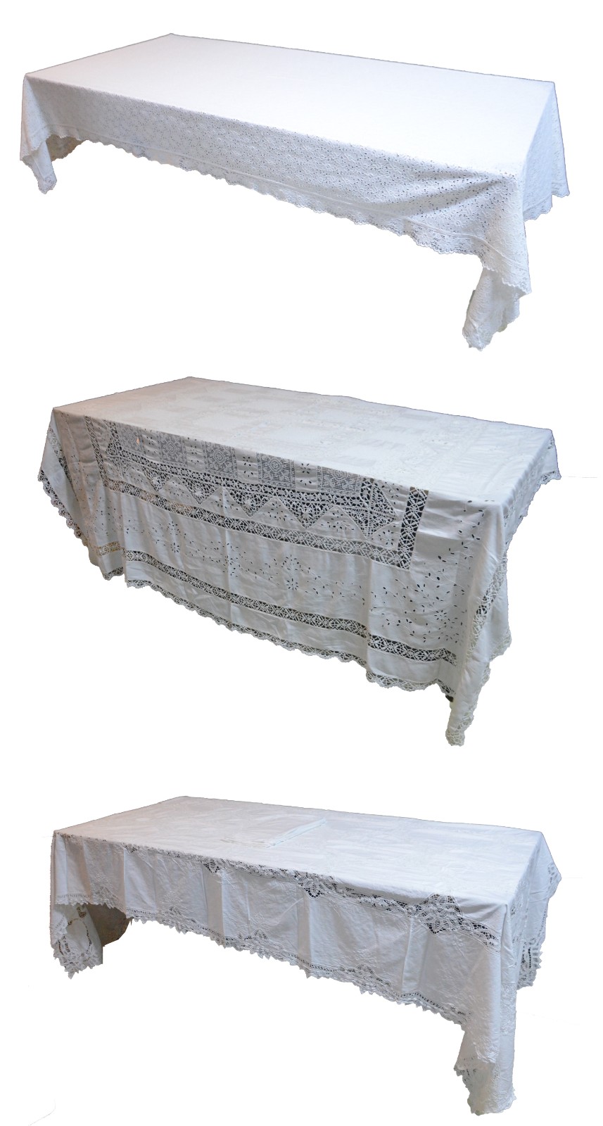 Três toalhas de mesa de diversos modelos e tamanhos. - foto 1 de 11