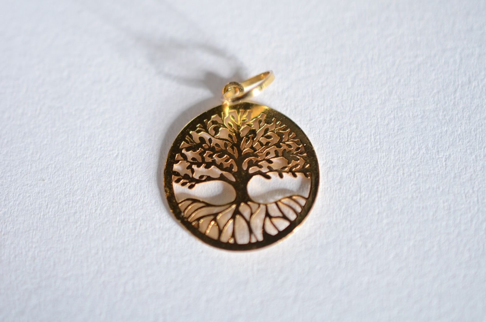 Pendente na forma de medalha com árvore da fortuna de ouro 18 k. (Por... - foto 2 de 3