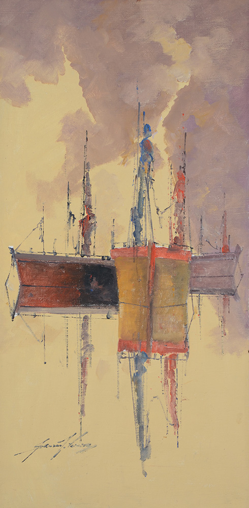 SANSÃO PEREIRA (1926 - 2014) - Barcos - ost - 100 x 50 - foto 2 de 4