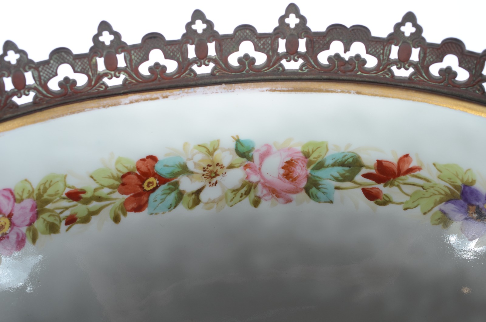 Elegante fruteira de porcelana francesa azul cobalto com cena... - foto 10 de 11