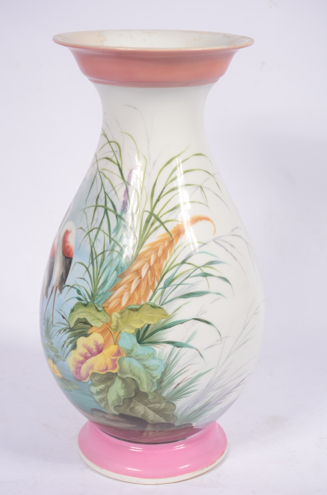Grande vaso de porcelana Velho Paris decorado com figuras de garças e... - foto 4 de 8