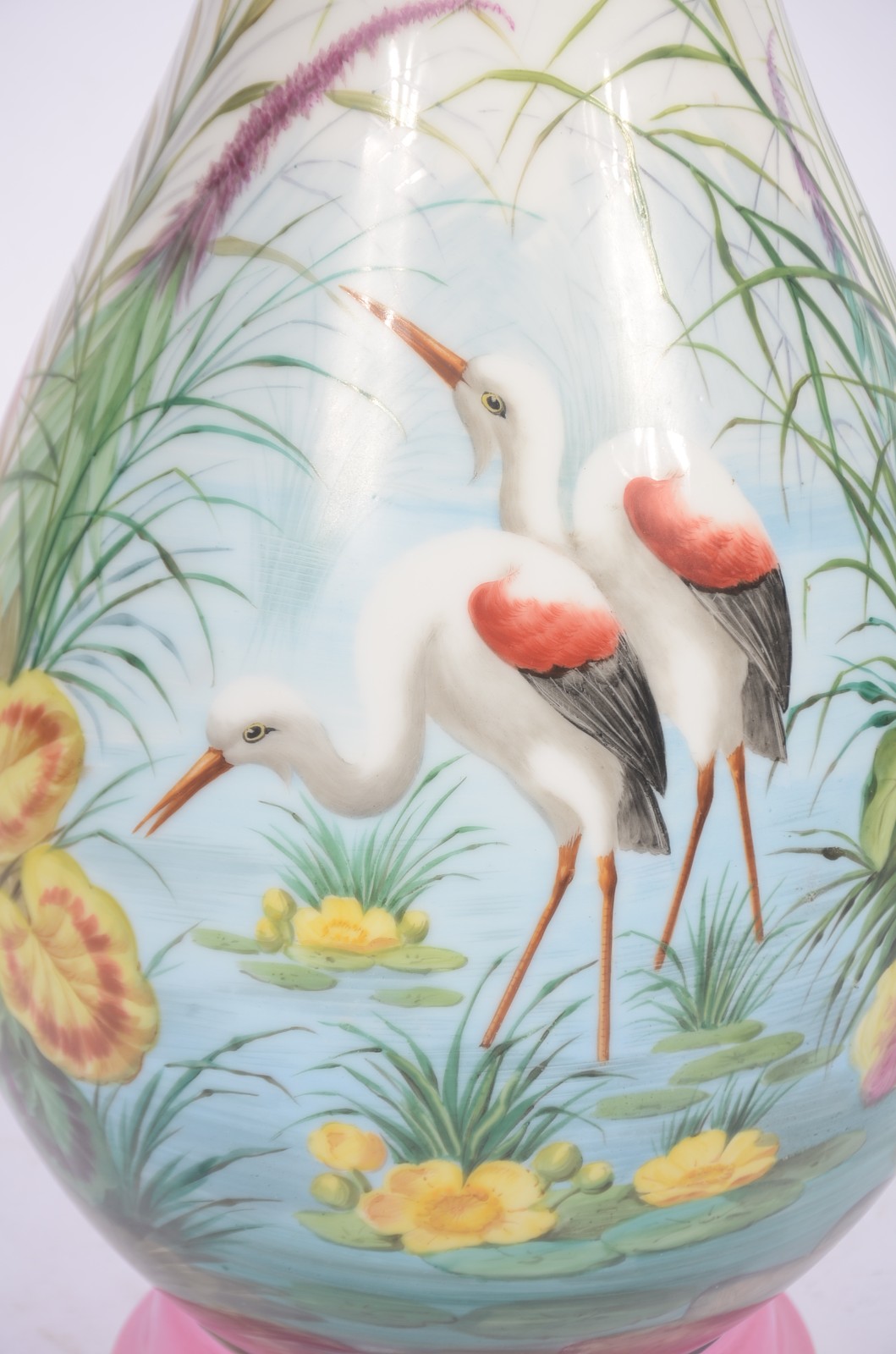 Grande vaso de porcelana Velho Paris decorado com figuras de garças e... - foto 3 de 8