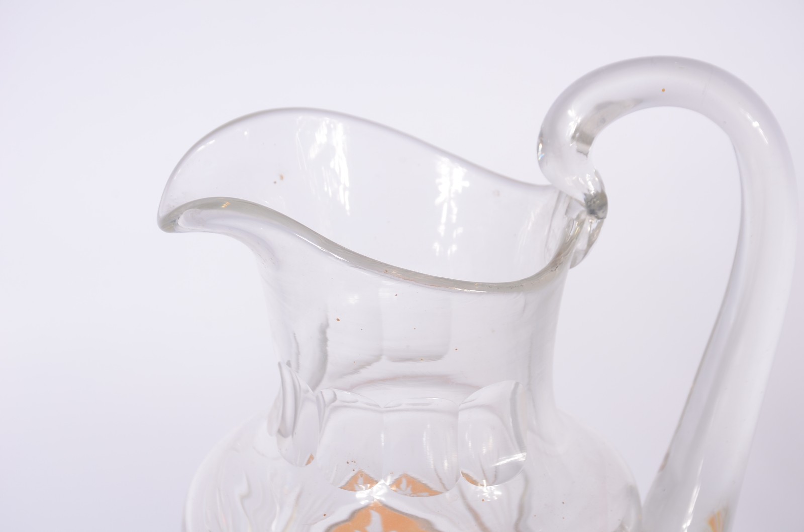 Conjunto de jarra com 5 longos copos de cristal doublé âmbar lapidado. - foto 4 de 11