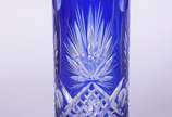 Vaso de cristal doublé azul lapidado. - Vaso de cristal doublé azul lapidado.