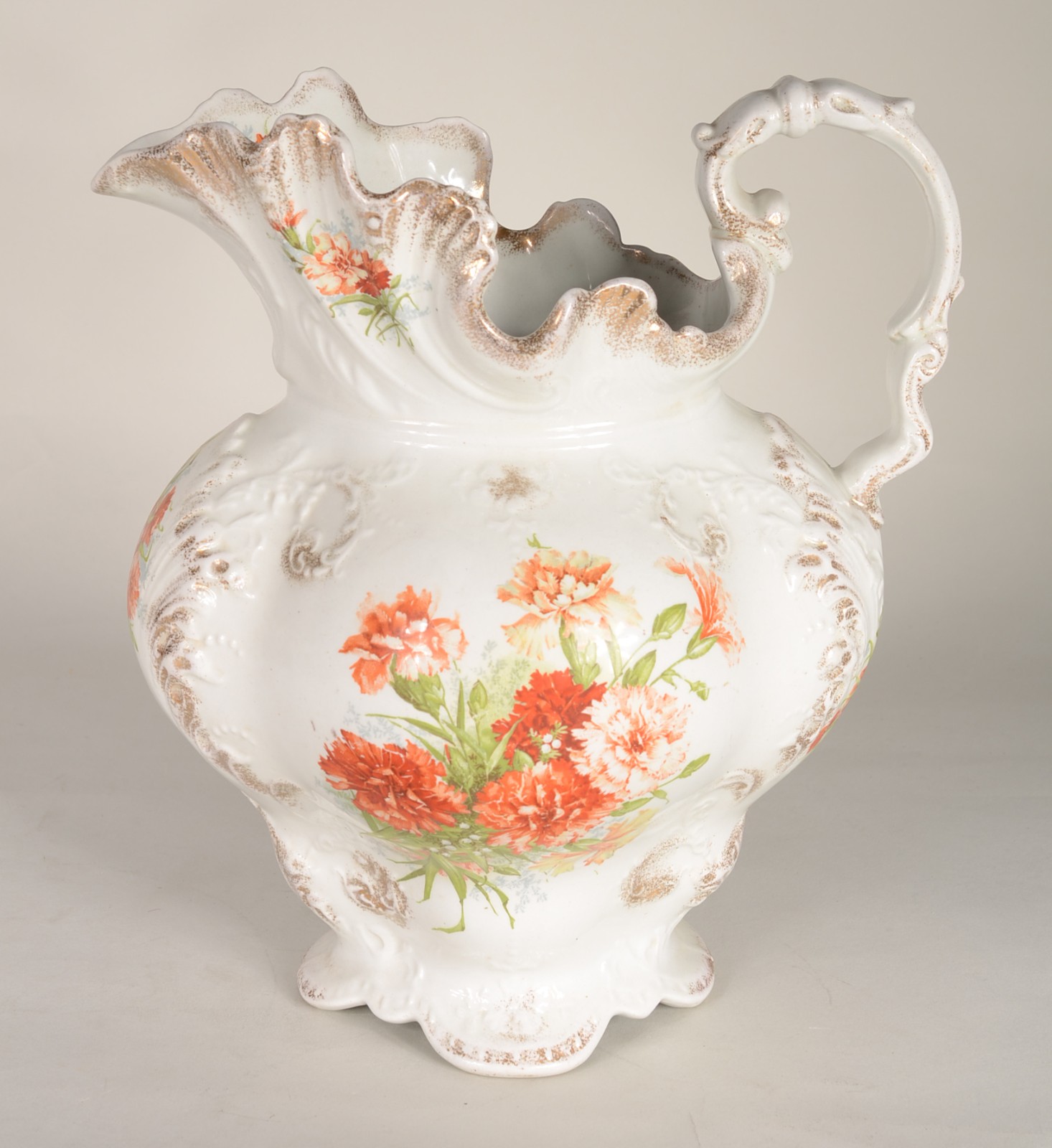 Gomil de porcelana inglesa J&G Meakin, fundo branco com flores em... - foto 1 de 7
