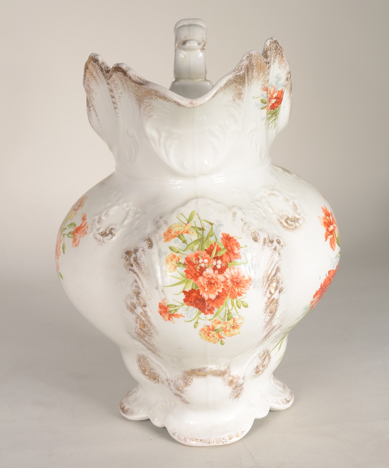 Gomil de porcelana inglesa J&G Meakin, fundo branco com flores em... - foto 2 de 7