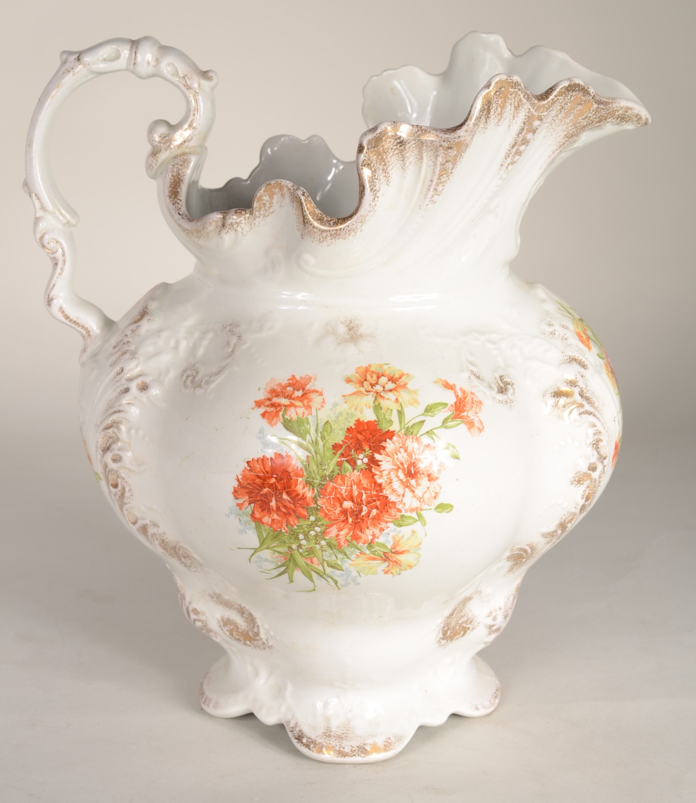 Gomil de porcelana inglesa J&G Meakin, fundo branco com flores em... - foto 3 de 7