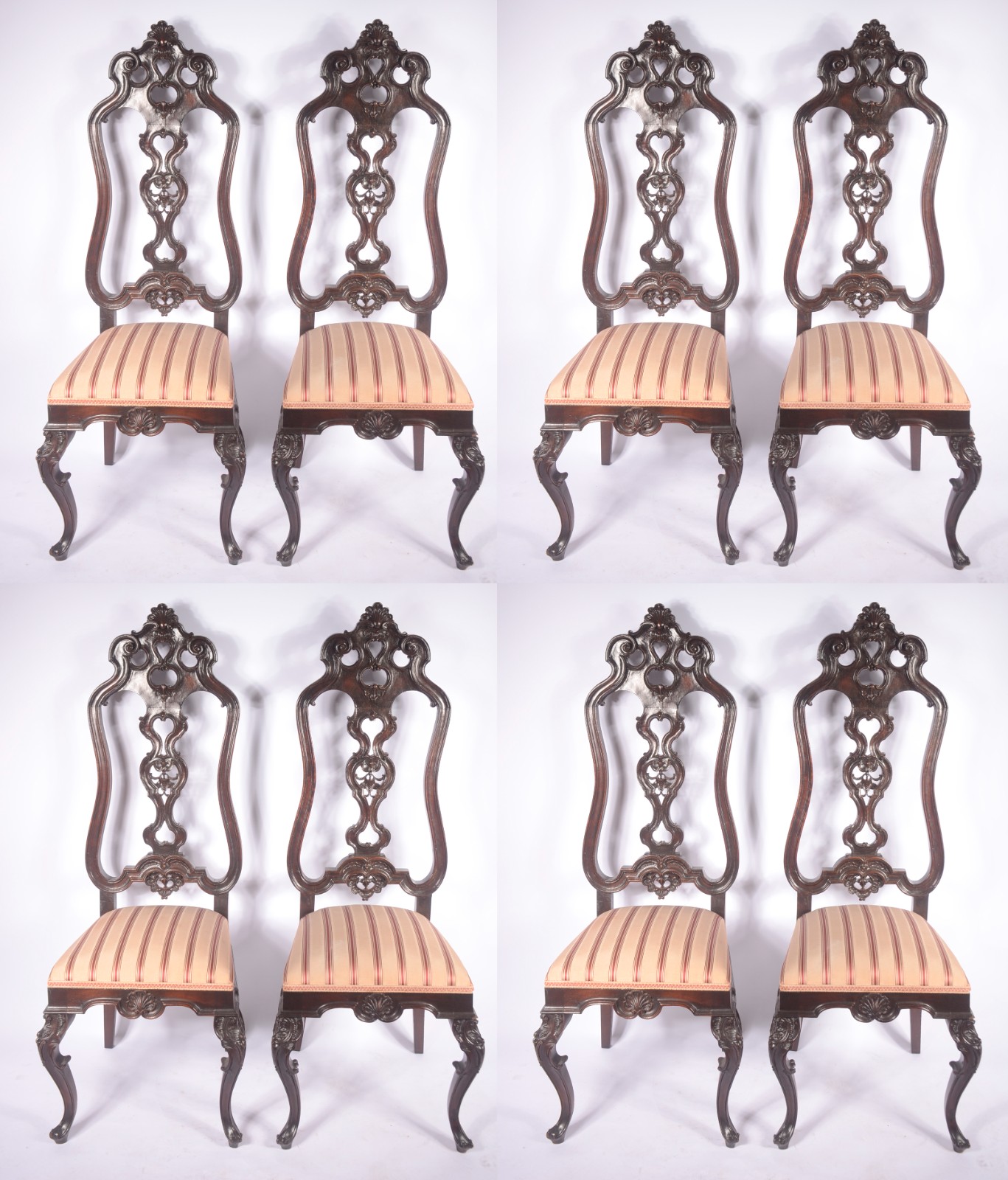 Conjunto com 8 cadeiras para sala de jantar de madeira nobre, estilo... - foto 1 de 11