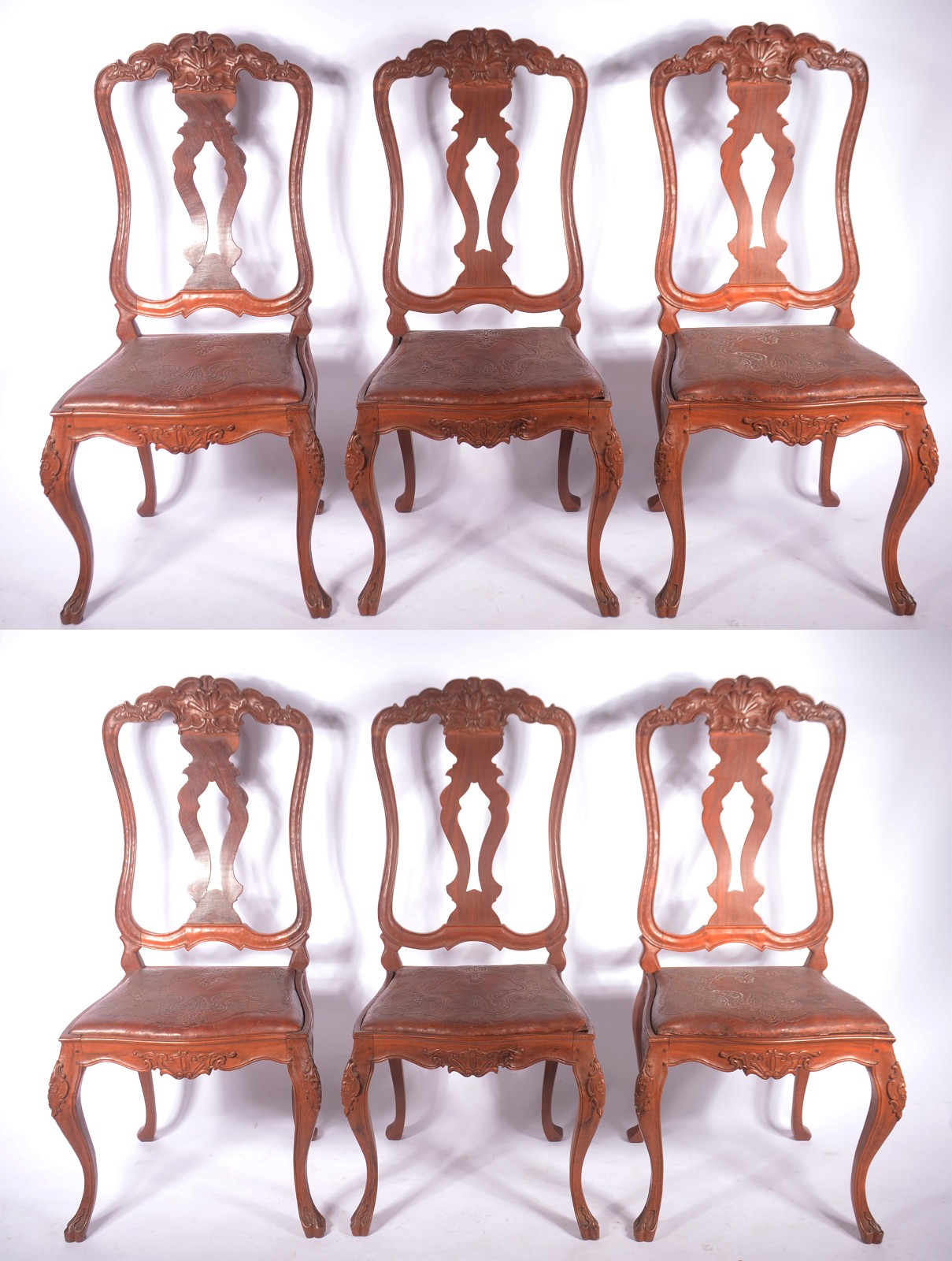 Conjunto com 6 cadeiras de madeira nobre para sala de jantar, estilo... - foto 1 de 9