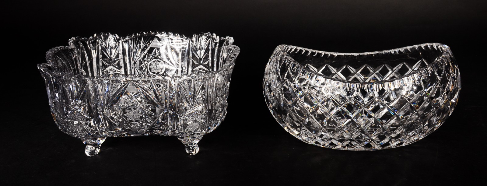 Duas fruteiras de cristal tcheco lapidado. - foto 1 de 10