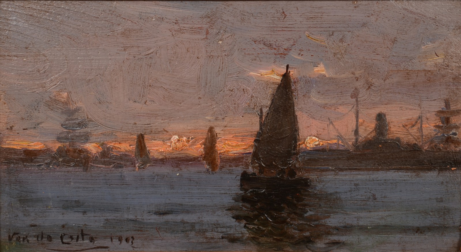 Navarro da Costa (1883-1931), Marinha com Barco - foto 1 de 5