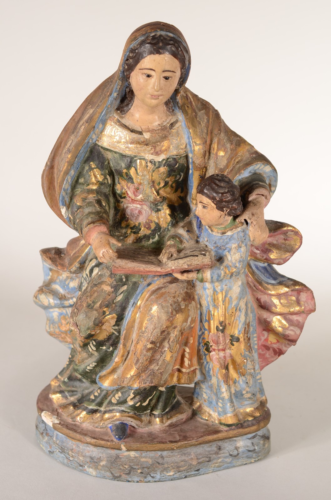Santana Mestra - Imagem de madeira policromada e dourada Século XIX... - foto 1 de 8