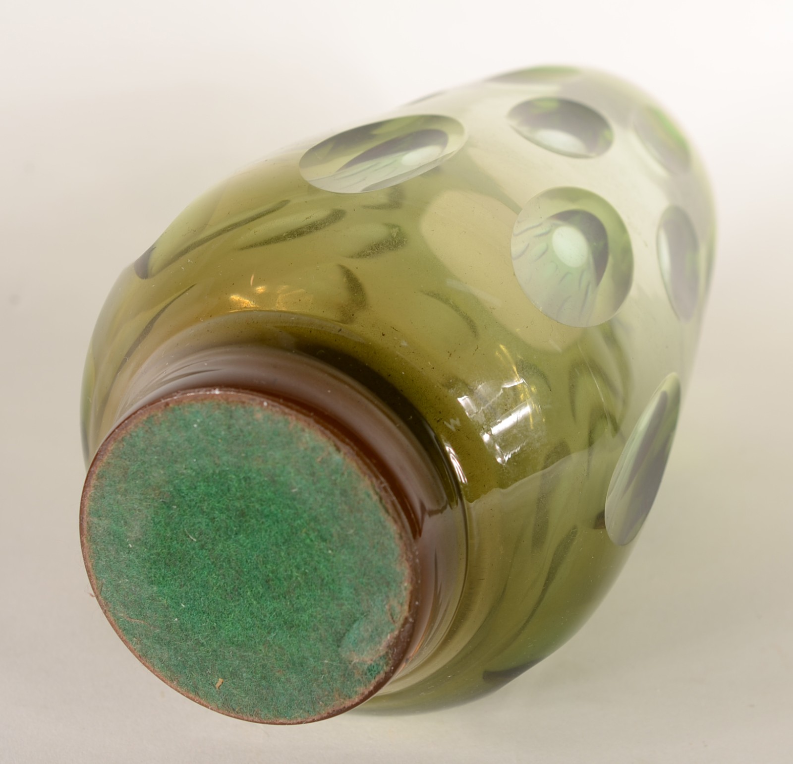 Vaso de cristal doublé âmbar/ verde com facetas ovais. - foto 4 de 5