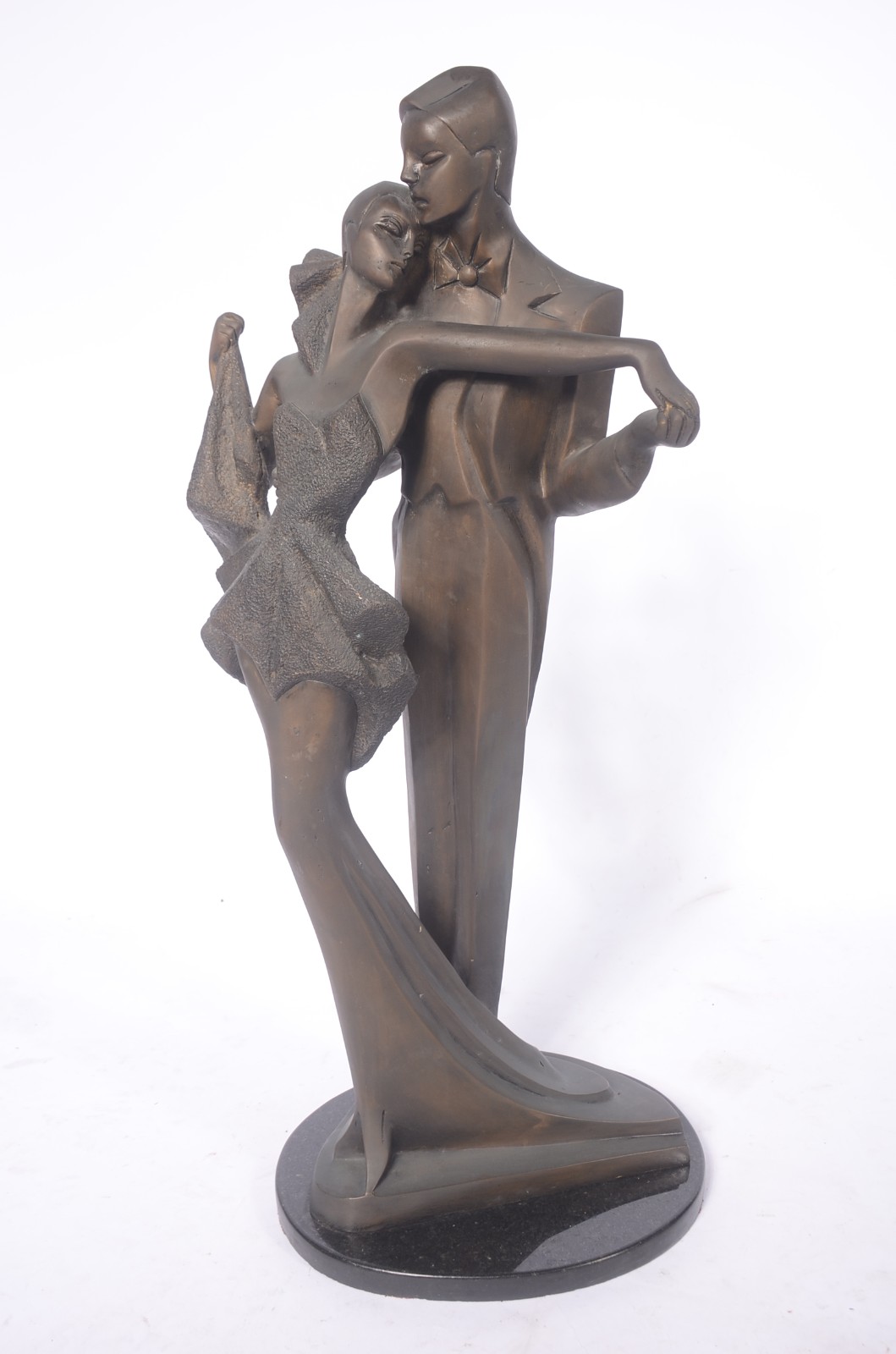 Escultura de bronze representando casal de dançarinos, base de... - foto 1 de 5