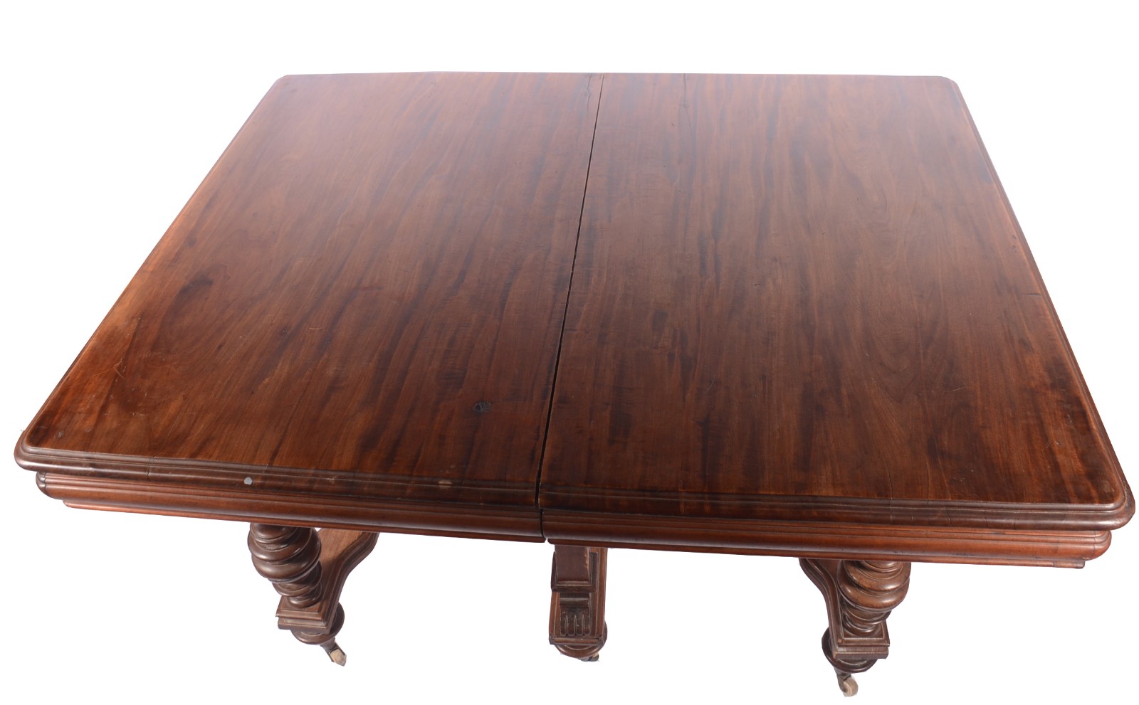 Mesa de jantar de madeira nobre, tampo retangular com 3 tábuas... - foto 4 de 7