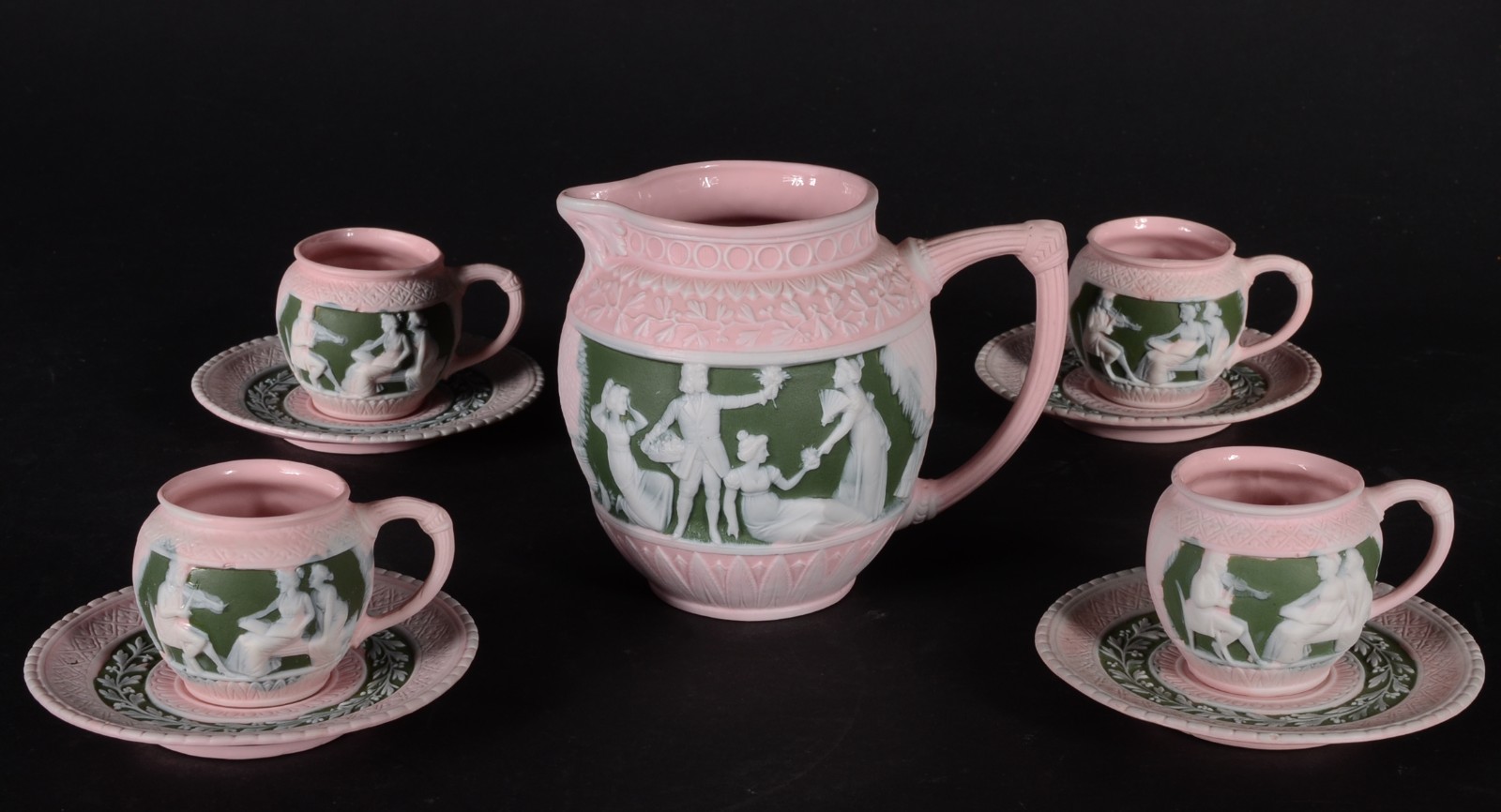Parte de serviço de café de porcelana Wedgwood rosa e verde, composto... - foto 1 de 7