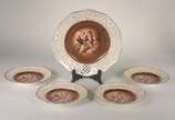 Conjunto de porcelana alemã da  Bavaria, Schuma... - Conjunto de porcelana alemã da  Bavaria, Schumam OTTO, decorados com figuras de crianças e cachorro em policromia, bordas vazadas, composto de p...