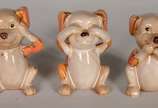 Nove mini esculturas de porcelana representando... - Nove mini esculturas de porcelana representando cachorros.