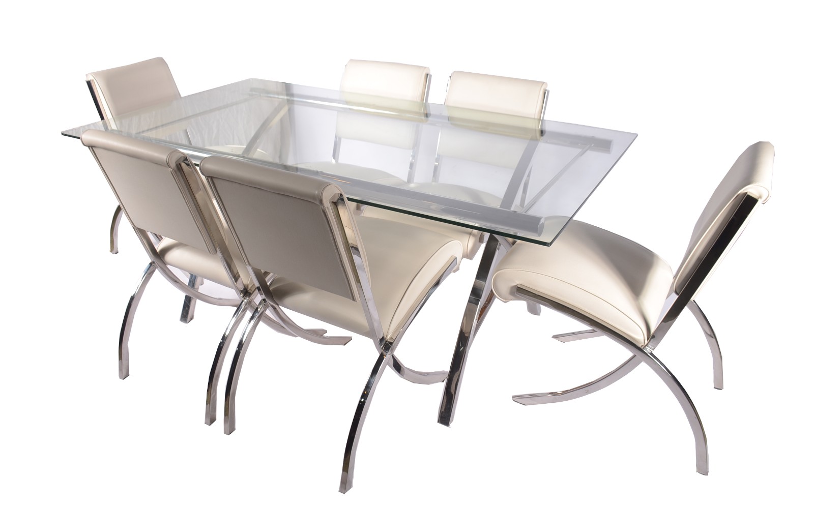 Mesa de jantar design moderno, base de metal e tampo de vidro... - foto 1 de 7