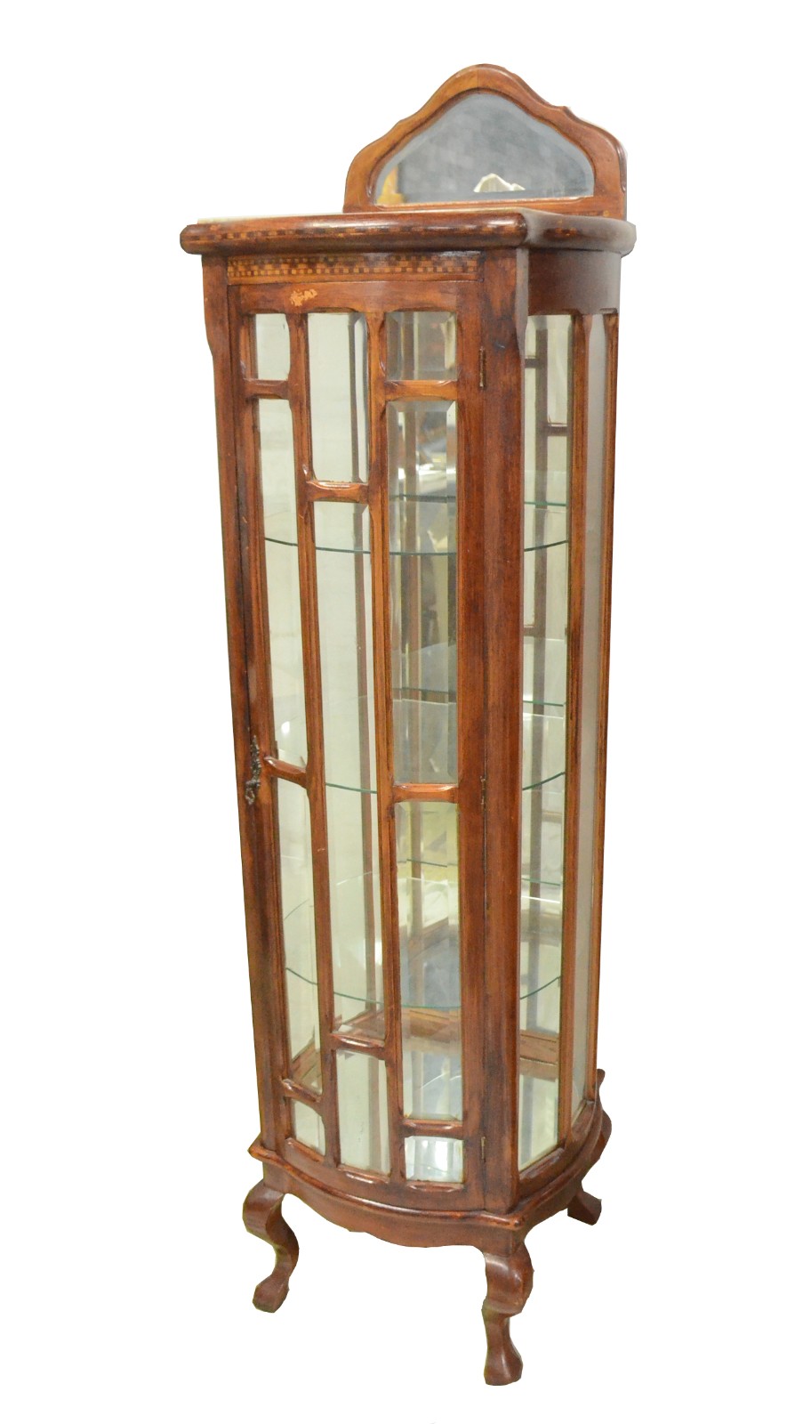 Vitrine de madeira filetada, porta e laterais com vidros bisotados... - foto 1 de 8
